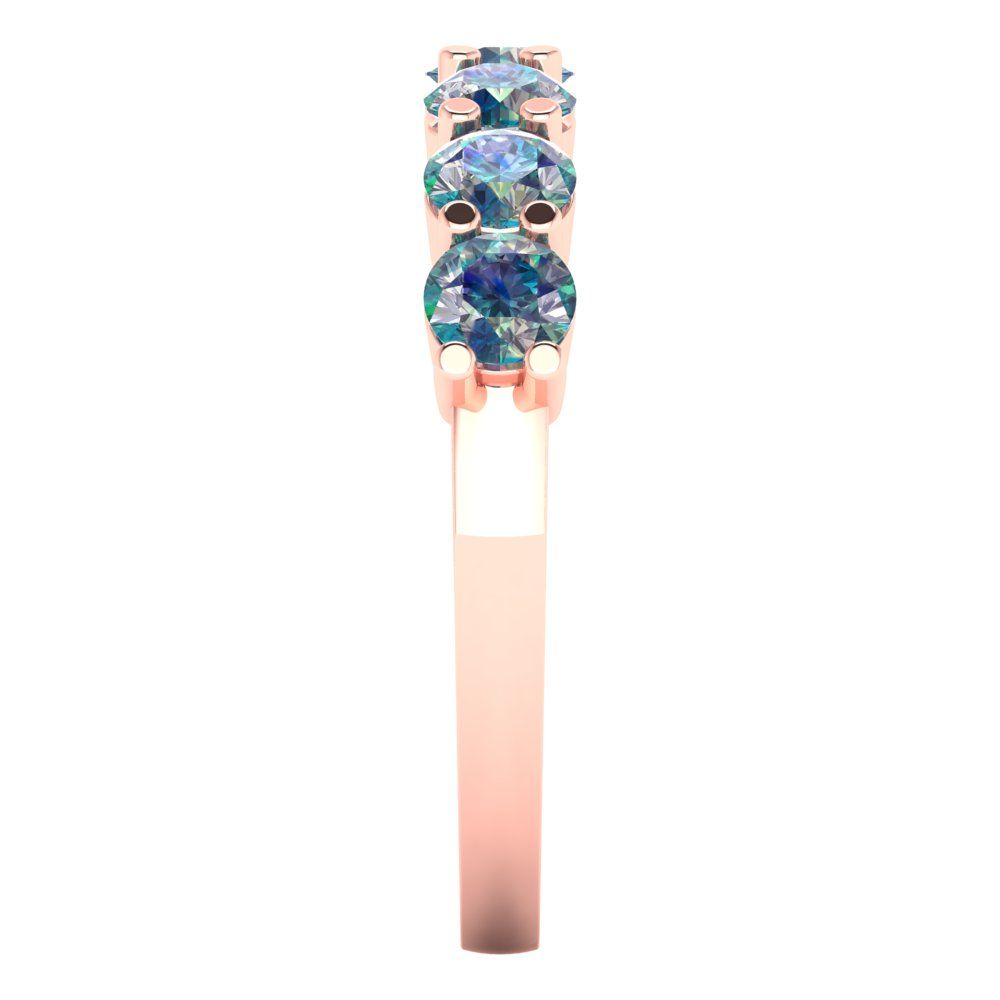 1.19 cttw Blue Moissanite Round Cut Rose Gold Eternity Wedding Band