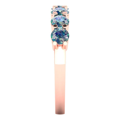 1.19 cttw Blue Moissanite Round Cut Rose Gold Eternity Wedding Band
