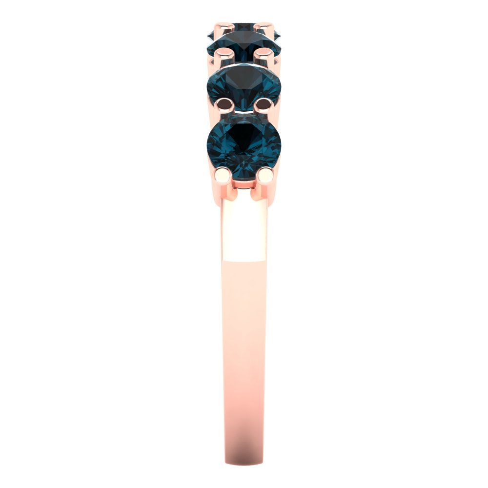 1.19 cttw Natural London Blue Topaz Round Cut Rose Gold Eternity Wedding Band