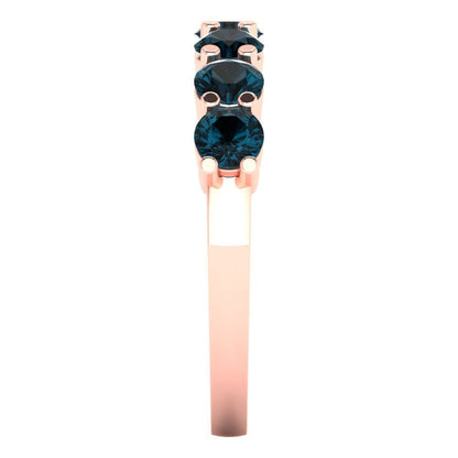 1.19 cttw Natural London Blue Topaz Round Cut Rose Gold Eternity Wedding Band