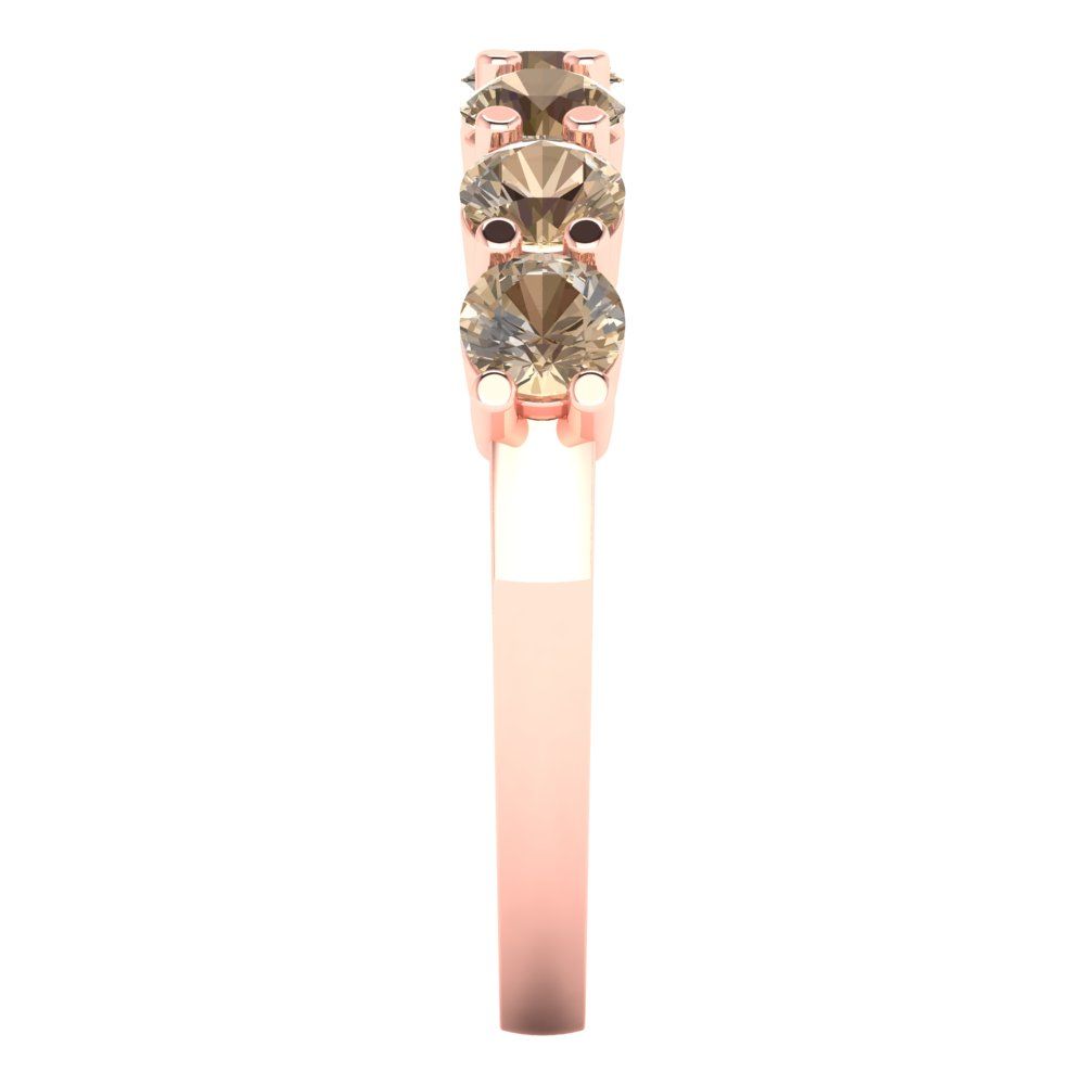 1.19 cttw Yellow Moissanite Round Cut Rose Gold Eternity Wedding Band