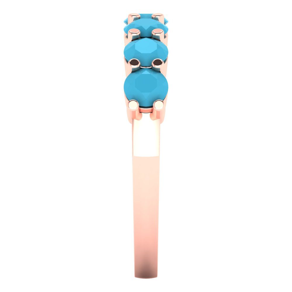 1.19 cttw Simulated Turquoise Round Cut Rose Gold Eternity Wedding Band