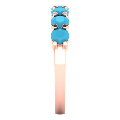 1.19 cttw Simulated Turquoise Round Cut Rose Gold Eternity Wedding Band