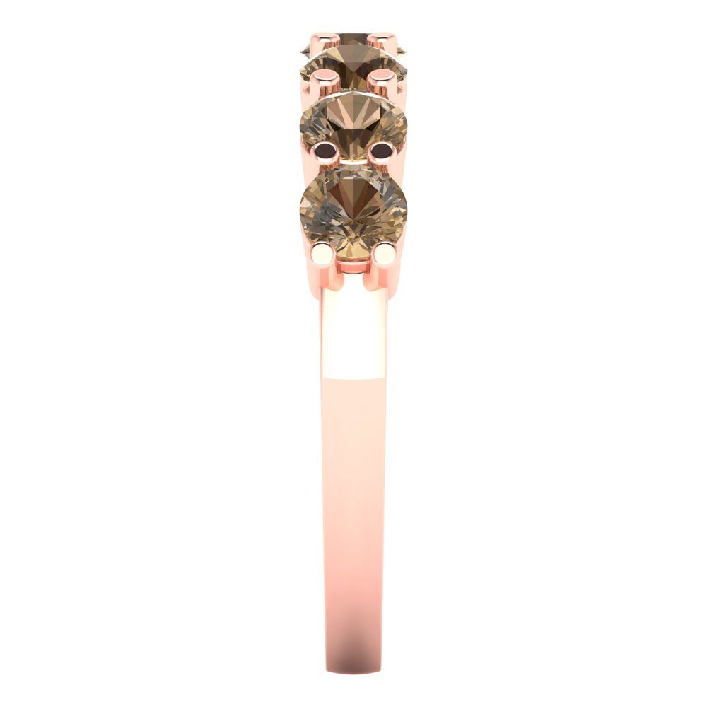 1.19 cttw Simulated Champagne Diamond Round Cut Rose Gold Eternity Wedding Band