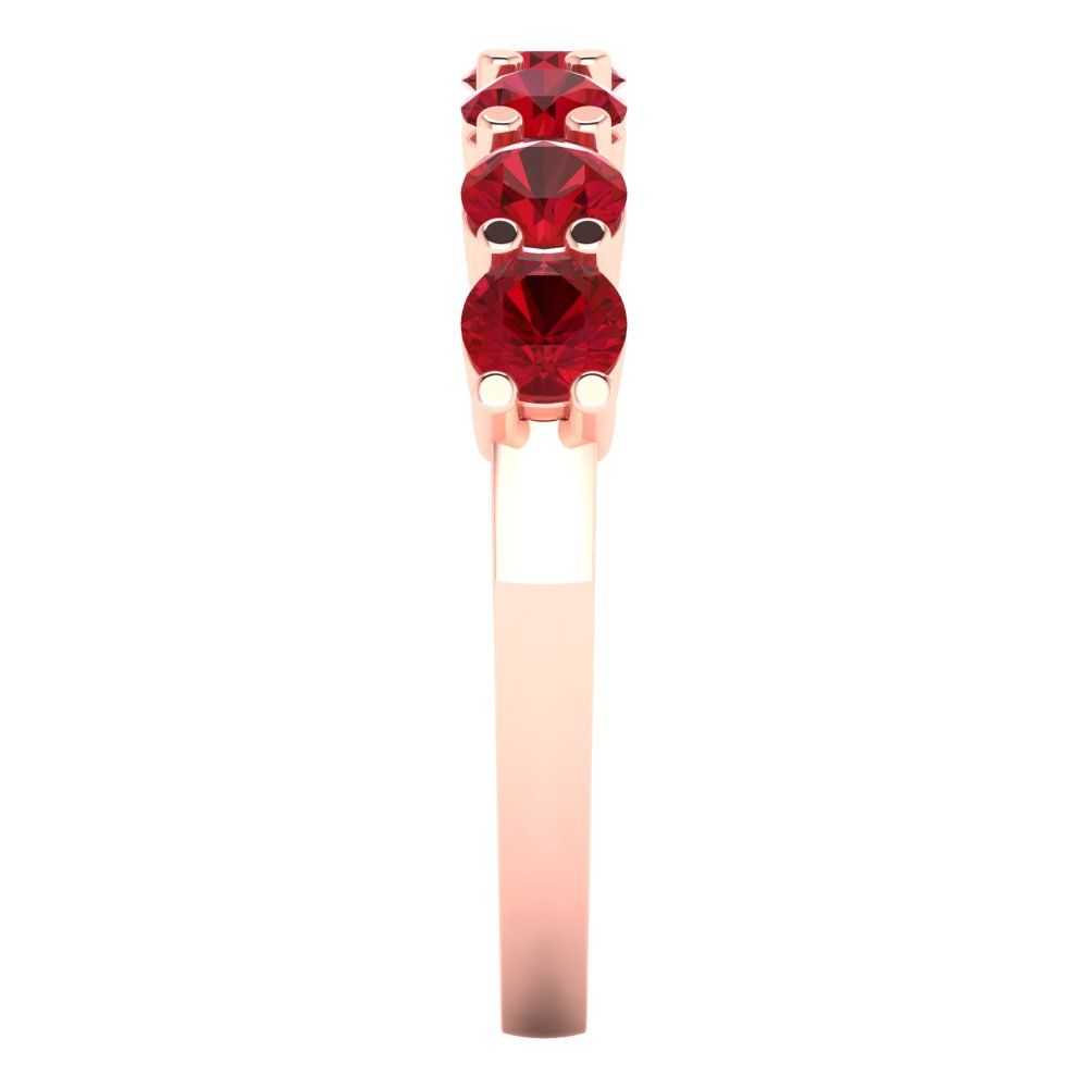 1.19 cttw Simulated Ruby Round Cut Rose Gold Eternity Wedding Band