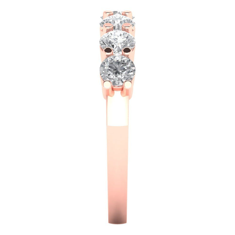 1.05 ct Brilliant Round Cut Clear Simulated Diamond Stone Rose Gold Stackable Band