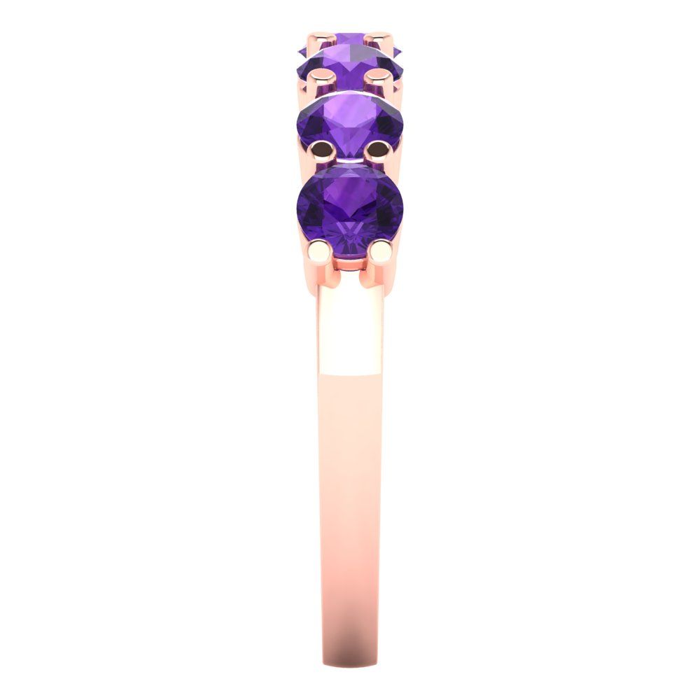 1.19 cttw Natural Amethyst Round Cut Rose Gold Eternity Wedding Band