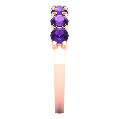 1.19 cttw Natural Amethyst Round Cut Rose Gold Eternity Wedding Band