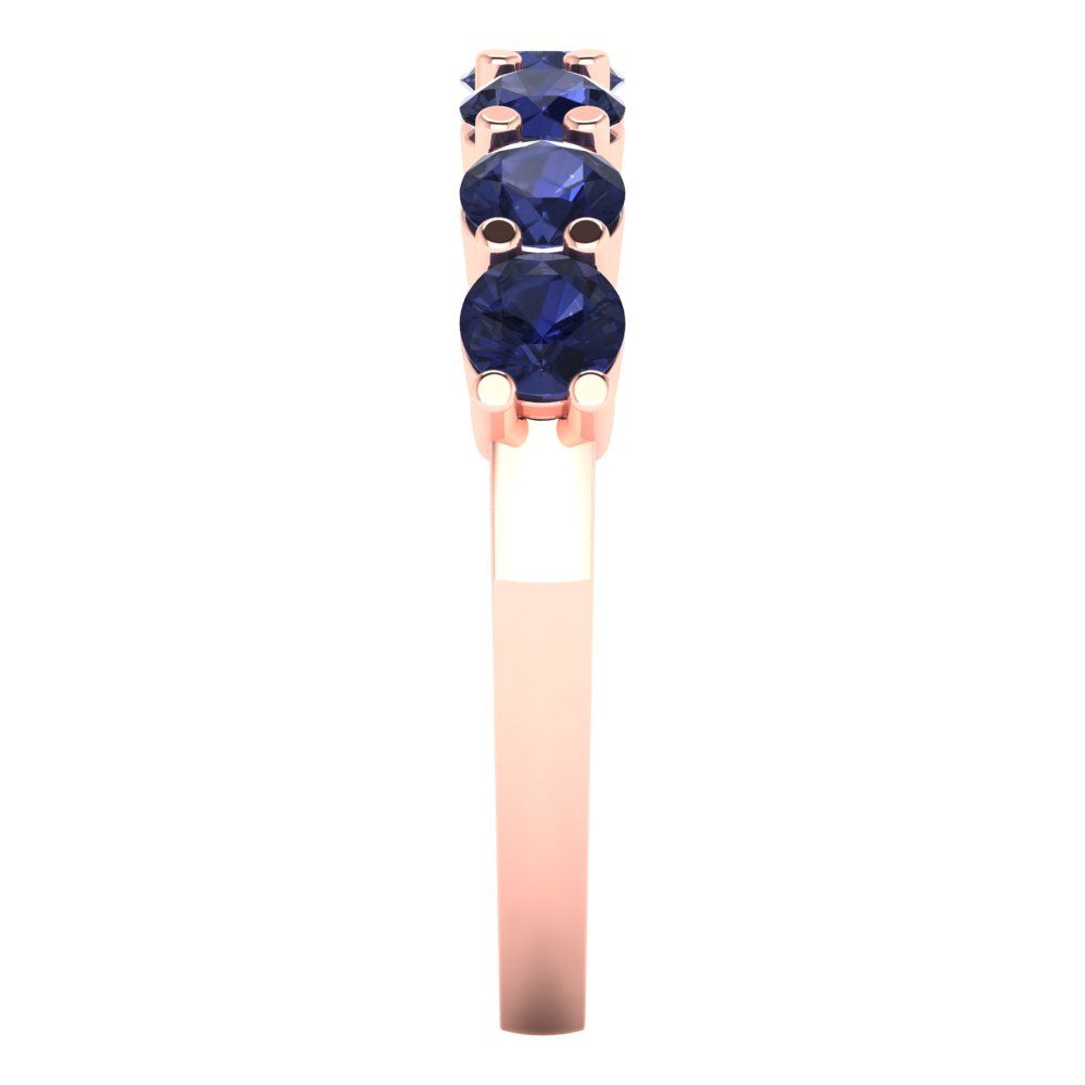 1.19 cttw Simulated Blue Sapphire Round Cut Rose Gold Eternity Wedding Band