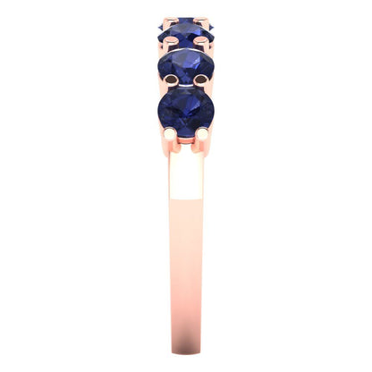 1.19 cttw Simulated Blue Sapphire Round Cut Rose Gold Eternity Wedding Band
