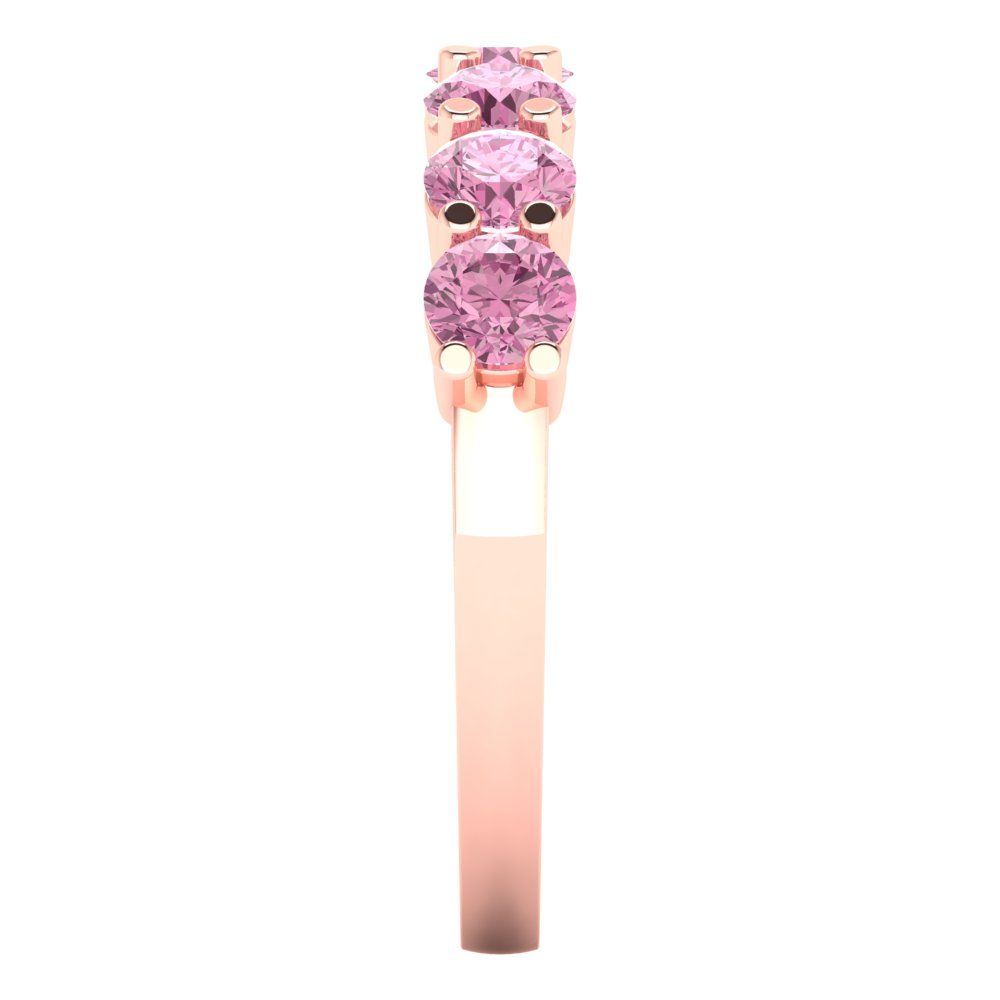 1.19 cttw Simulated Pink Diamond Round Cut Rose Gold Eternity Wedding Band