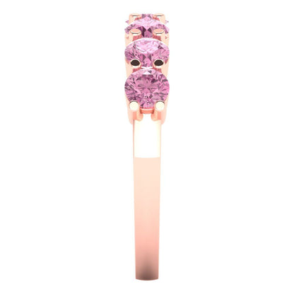 1.19 cttw Simulated Pink Diamond Round Cut Rose Gold Eternity Wedding Band