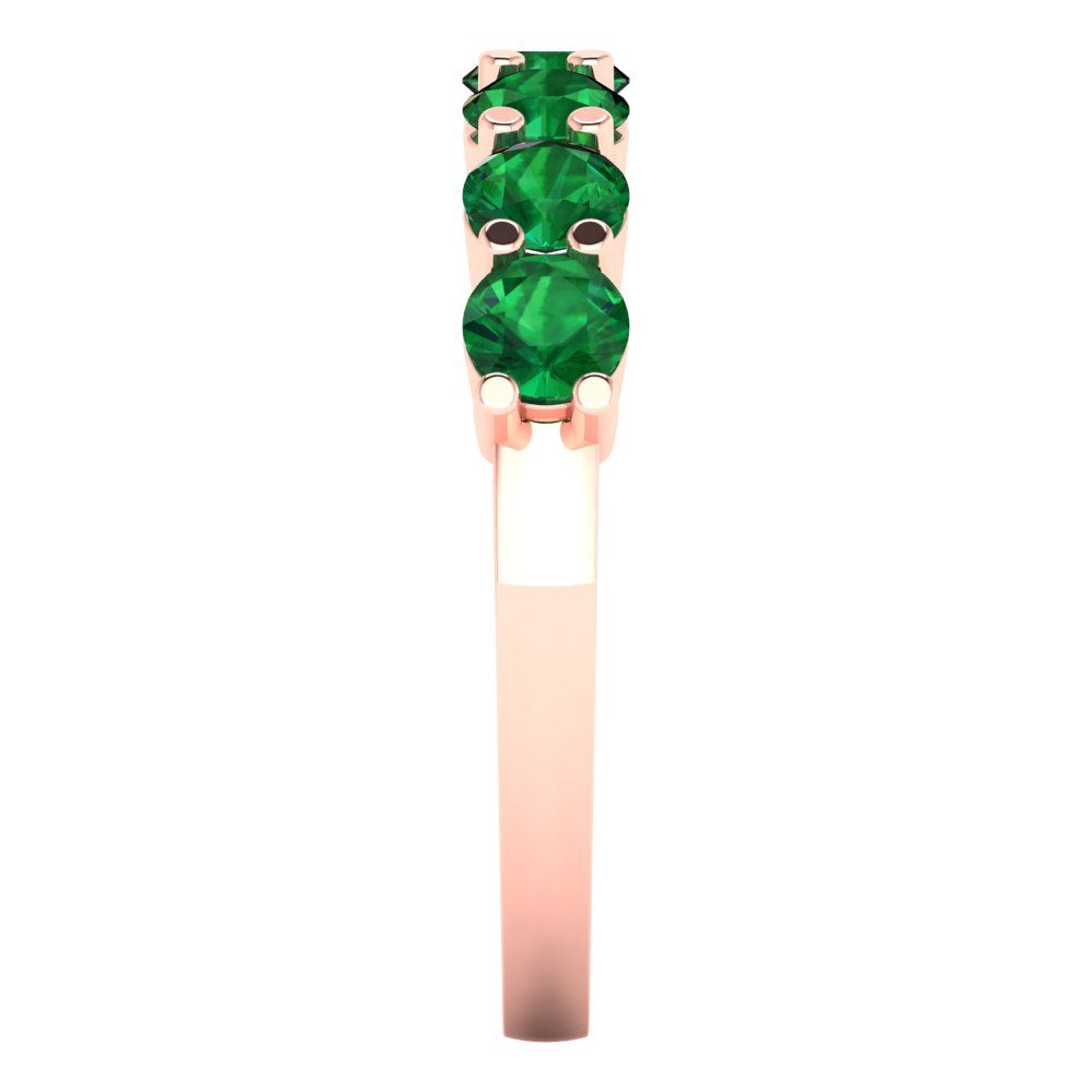 1.19 cttw Simulated Emerald Round Cut Rose Gold Eternity Wedding Band