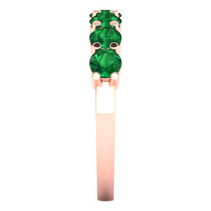 1.19 cttw Simulated Emerald Round Cut Rose Gold Eternity Wedding Band