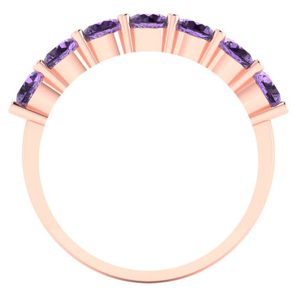 1.19 cttw Simulated Alexandrite Round Cut Rose Gold Eternity Wedding Band