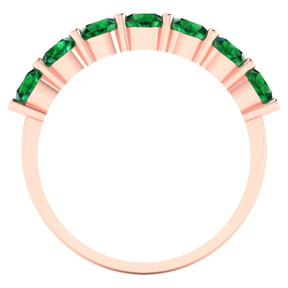 1.19 cttw Simulated Emerald Round Cut Rose Gold Eternity Wedding Band