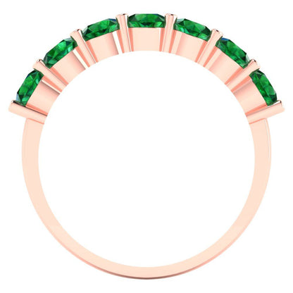 1.19 cttw Simulated Emerald Round Cut Rose Gold Eternity Wedding Band