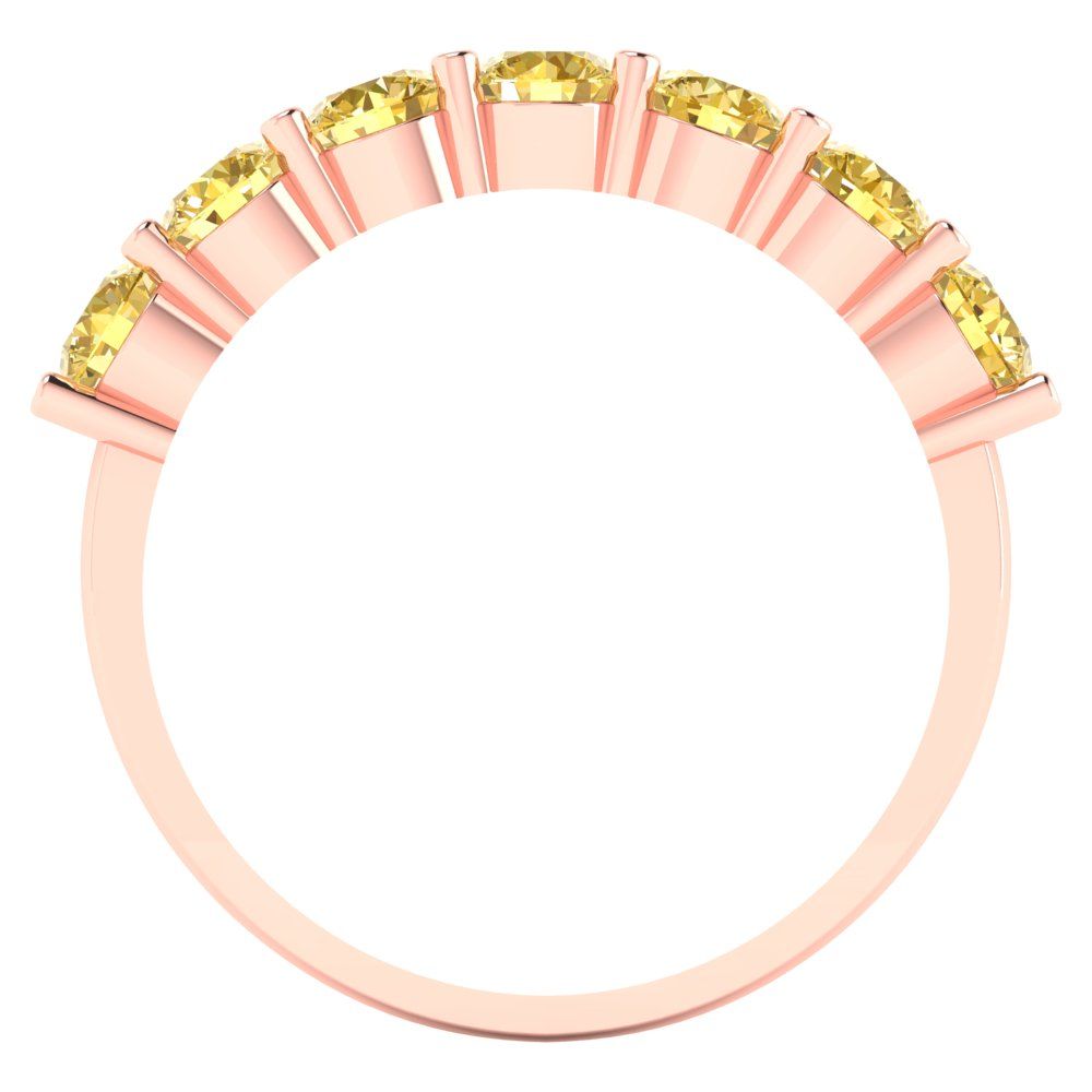 1.19 cttw Simulated Yellow Diamond Round Cut Rose Gold Eternity Wedding Band