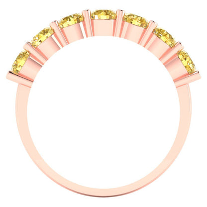 1.19 cttw Simulated Yellow Diamond Round Cut Rose Gold Eternity Wedding Band