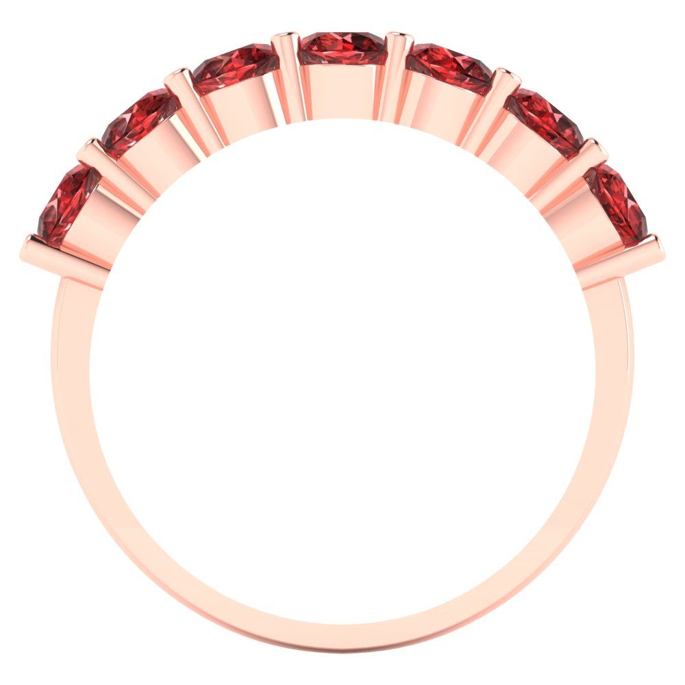 1.19 cttw Natural Garnet Round Cut Rose Gold Eternity Wedding Band