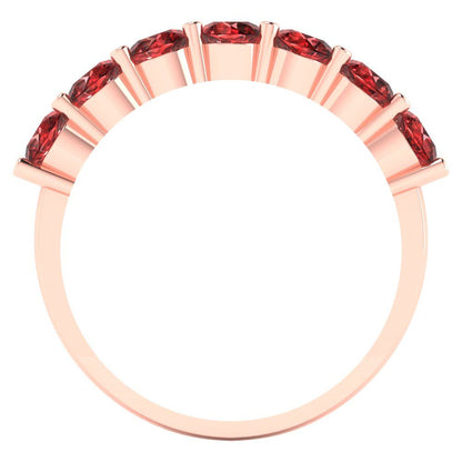 1.19 cttw Natural Garnet Round Cut Rose Gold Eternity Wedding Band