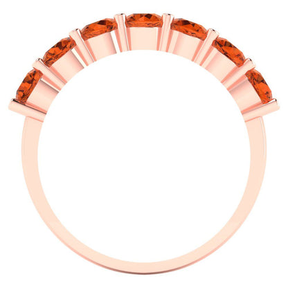1.19 cttw Simulated Pink Tourmaline Round Cut Rose Gold Eternity Wedding Band