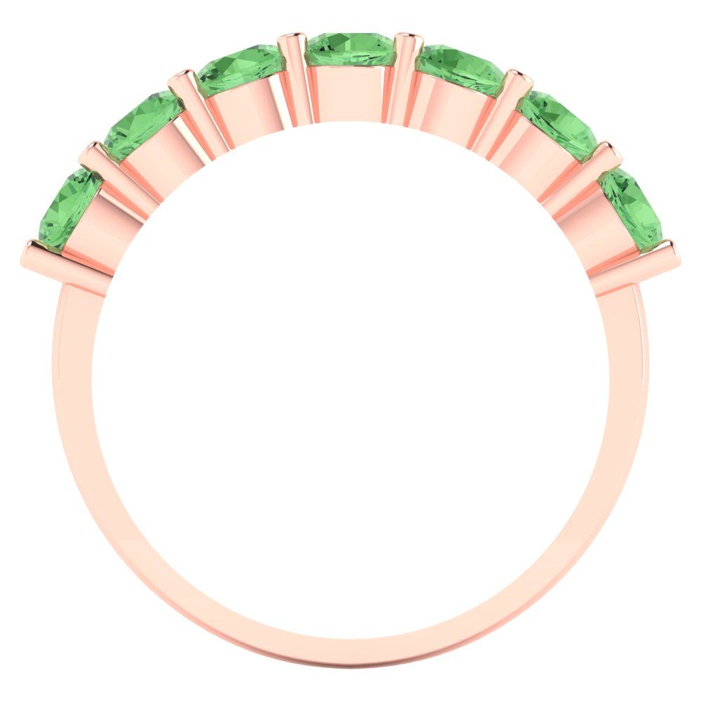 1.19 cttw Simulated Green Diamond Round Cut Rose Gold Eternity Wedding Band