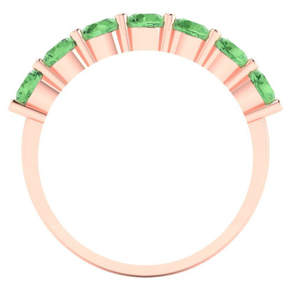 1.19 cttw Simulated Green Diamond Round Cut Rose Gold Eternity Wedding Band