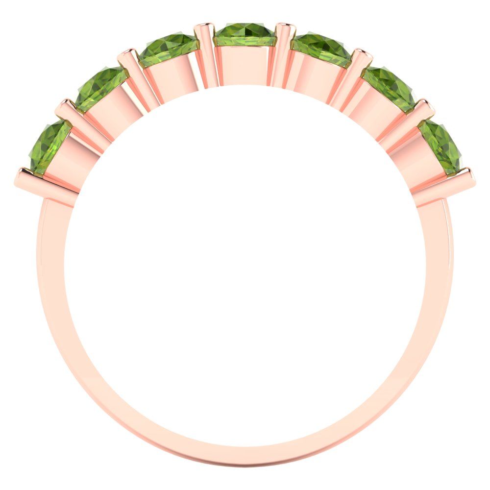 1.19 cttw Natural Peridot Round Cut Rose Gold Eternity Wedding Band