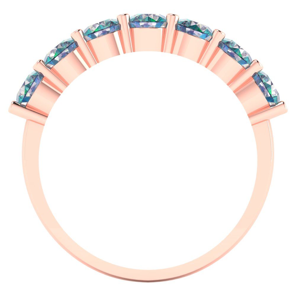 1.19 cttw Blue Moissanite Round Cut Rose Gold Eternity Wedding Band