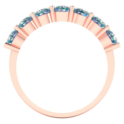 1.19 cttw Blue Moissanite Round Cut Rose Gold Eternity Wedding Band