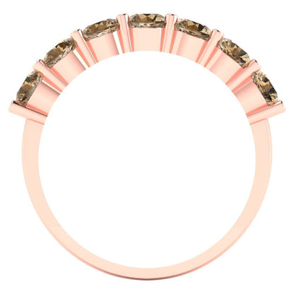 1.19 cttw Simulated Champagne Diamond Round Cut Rose Gold Eternity Wedding Band