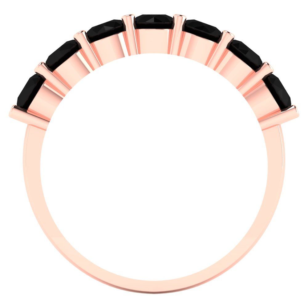 1.19 cttw Natural Onyx Round Cut Rose Gold Eternity Wedding Band