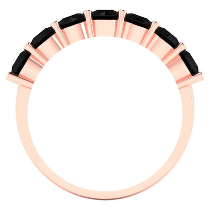 1.19 cttw Natural Onyx Round Cut Rose Gold Eternity Wedding Band