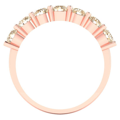 1.19 cttw Natural Morganite Round Cut Rose Gold Eternity Wedding Band