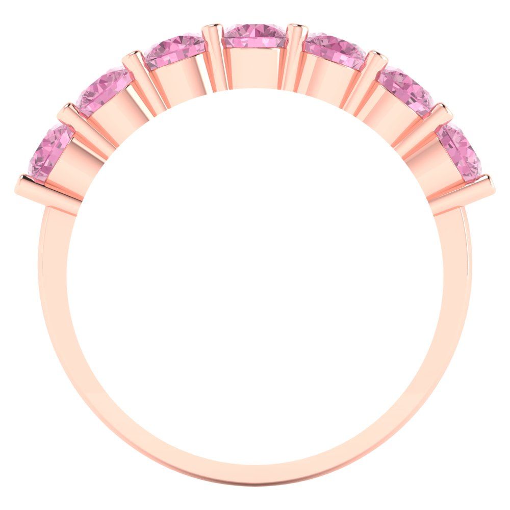 1.19 cttw Simulated Pink Diamond Round Cut Rose Gold Eternity Wedding Band