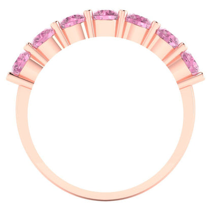 1.19 cttw Simulated Pink Diamond Round Cut Rose Gold Eternity Wedding Band