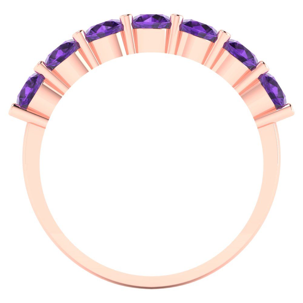 1.19 cttw Natural Amethyst Round Cut Rose Gold Eternity Wedding Band
