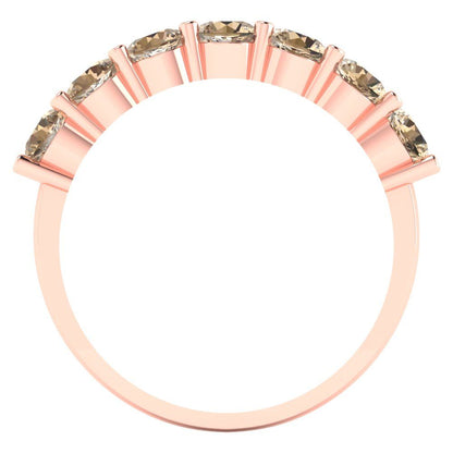 1.19 cttw Yellow Moissanite Round Cut Rose Gold Eternity Wedding Band