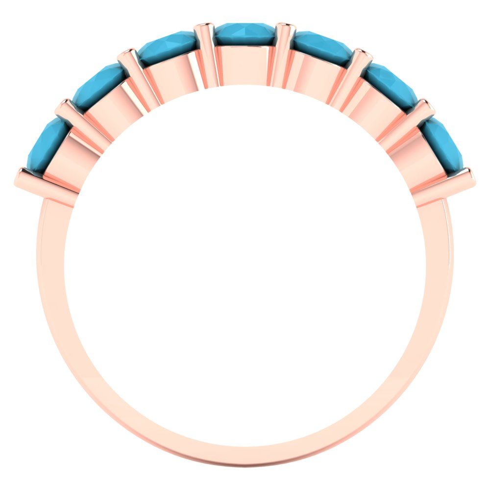 1.19 cttw Simulated Turquoise Round Cut Rose Gold Eternity Wedding Band