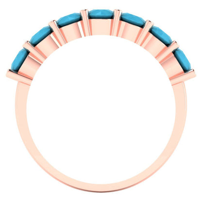 1.19 cttw Simulated Turquoise Round Cut Rose Gold Eternity Wedding Band