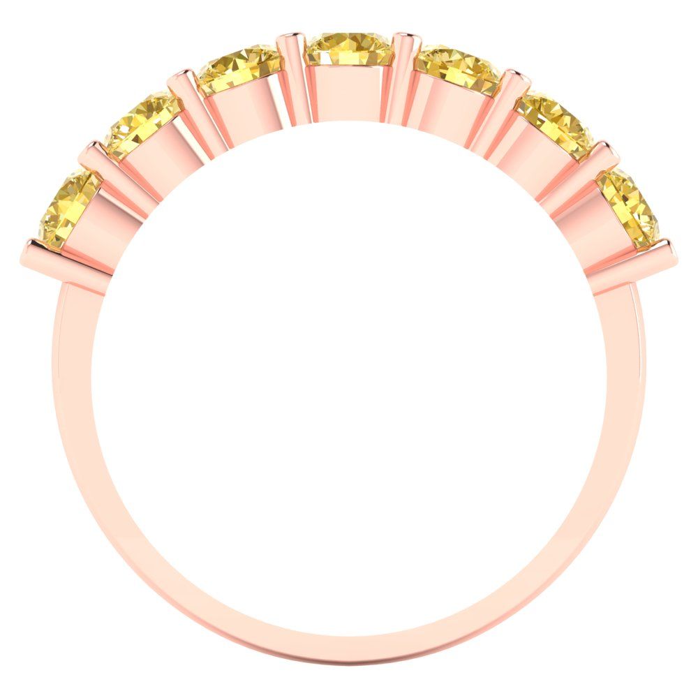 1.19 cttw Natural Citrine Round Cut Rose Gold Eternity Wedding Band