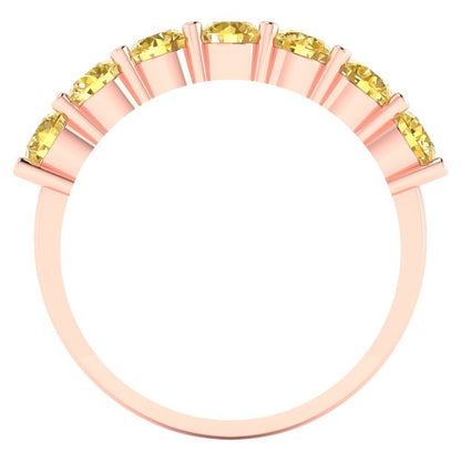 1.19 cttw Natural Citrine Round Cut Rose Gold Eternity Wedding Band