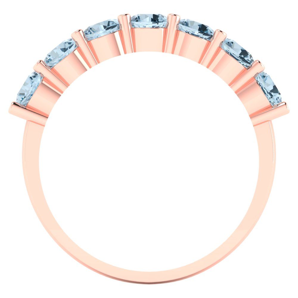 1.19 cttw Natural Swiss Blue Topaz Round Cut Rose Gold Eternity Wedding Band