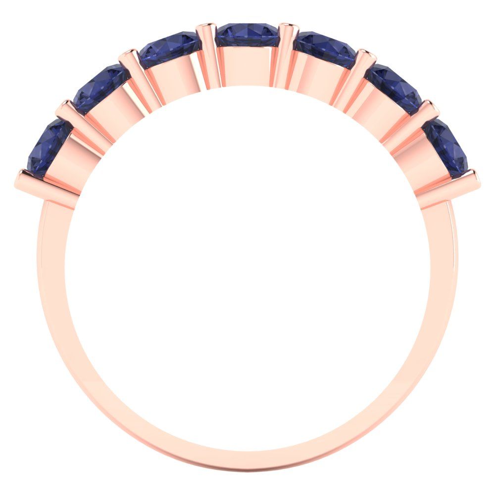 1.19 cttw Simulated Blue Sapphire Round Cut Rose Gold Eternity Wedding Band