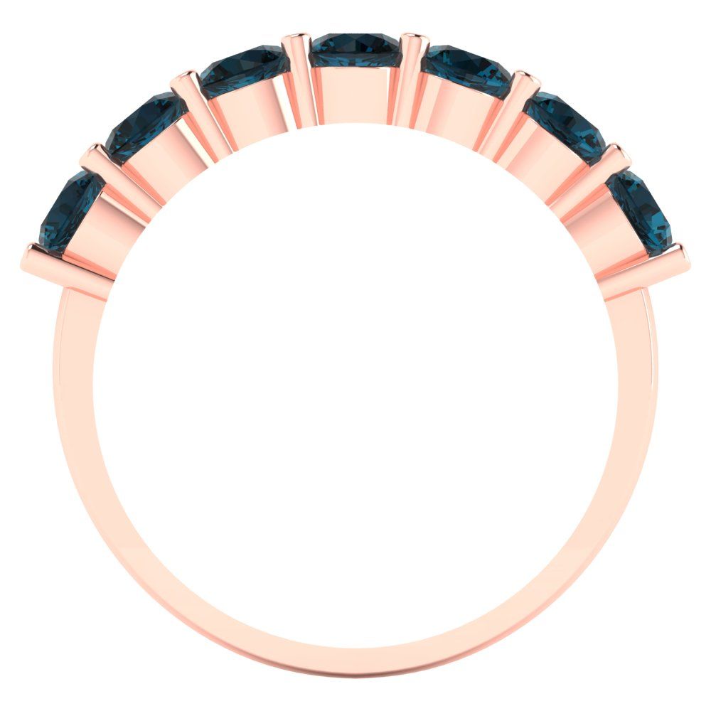 1.19 cttw Natural London Blue Topaz Round Cut Rose Gold Eternity Wedding Band