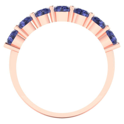 1.19 cttw Simulated Tanzanite Round Cut Rose Gold Eternity Wedding Band