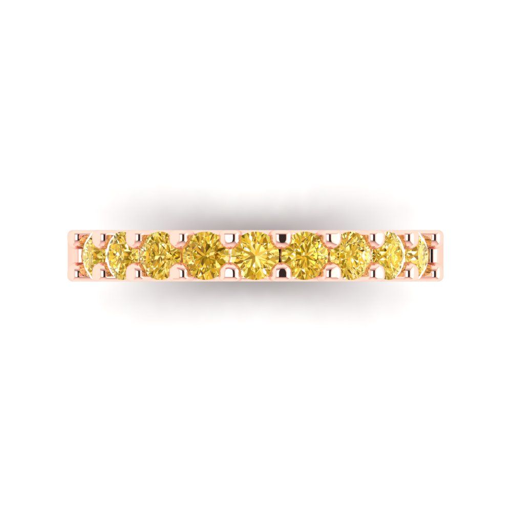 0.63 cttw Natural Citrine Round Cut Rose Gold Eternity Wedding Band