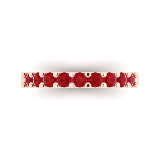 0.63 cttw Simulated Pink Tourmaline Round Cut Rose Gold Eternity Wedding Band