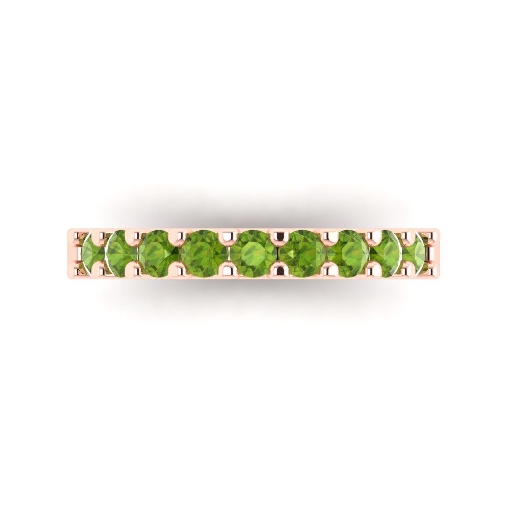 0.63 cttw Natural Peridot Round Cut Rose Gold Eternity Wedding Band